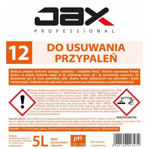 PŁYN DO USUWANIA PRZYPALEŃ JAX PROFESSIONAL 12-5l