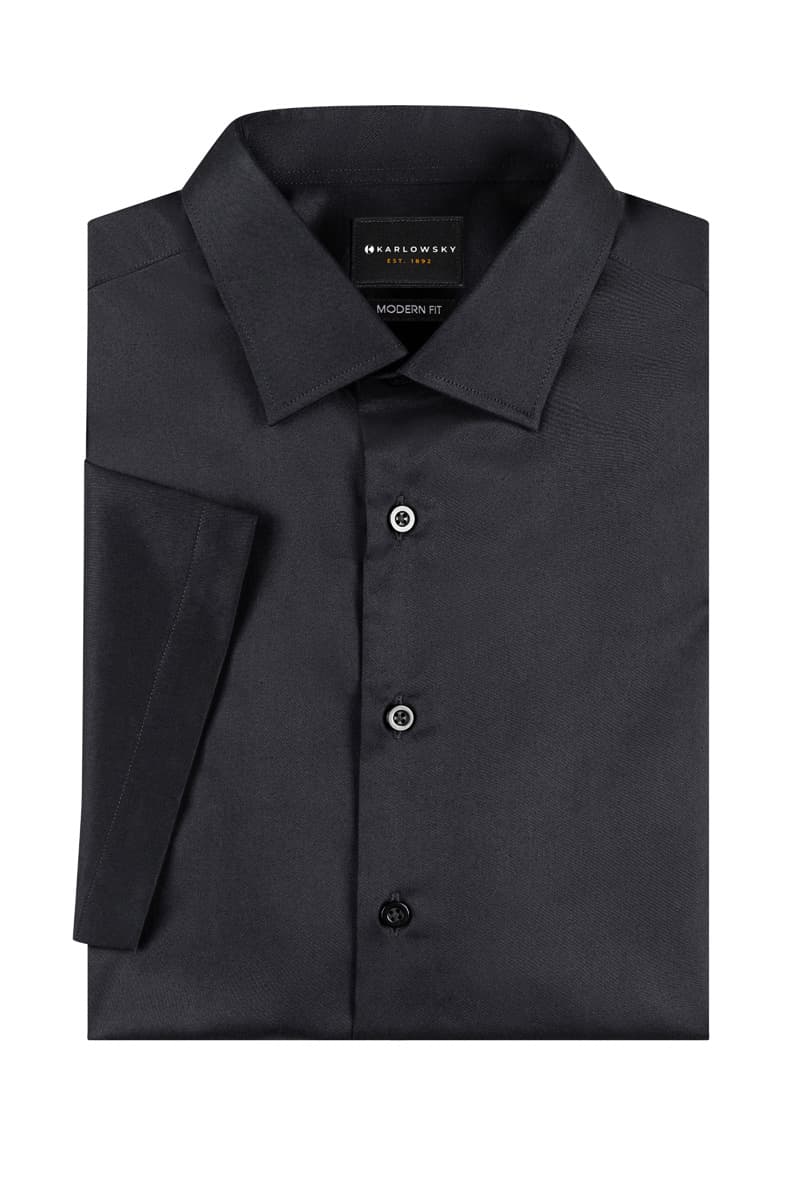  Koszula męska z krótkim rękawem Active-Stretch w kroju Modern-Fit BM 15/1/S kolor czarny 