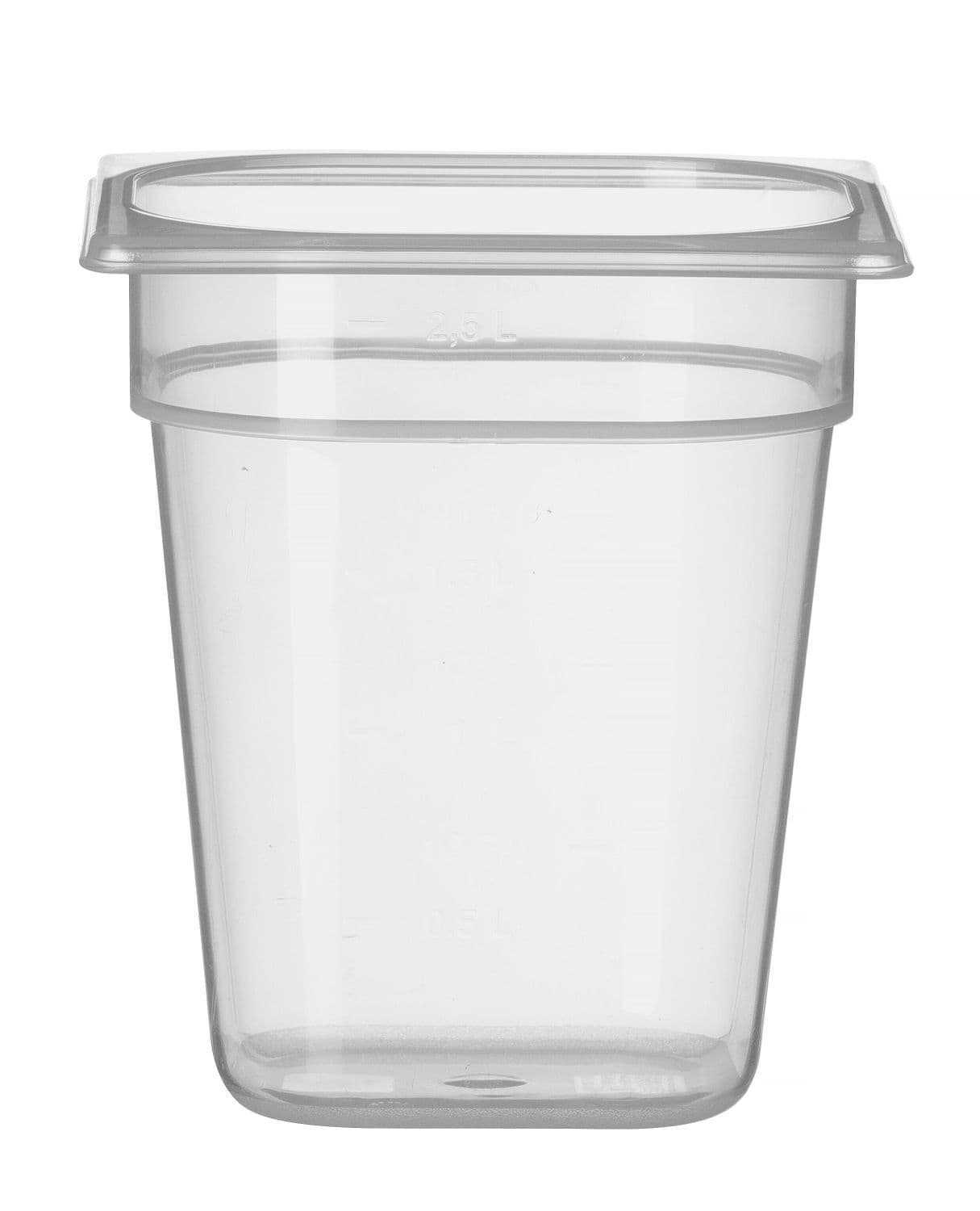 Pojemnik GN 1/6 z polipropylenu, HENDI, Profi Line, GN 1/6, 2,5L, transparentny, 176x162x(H)200mm