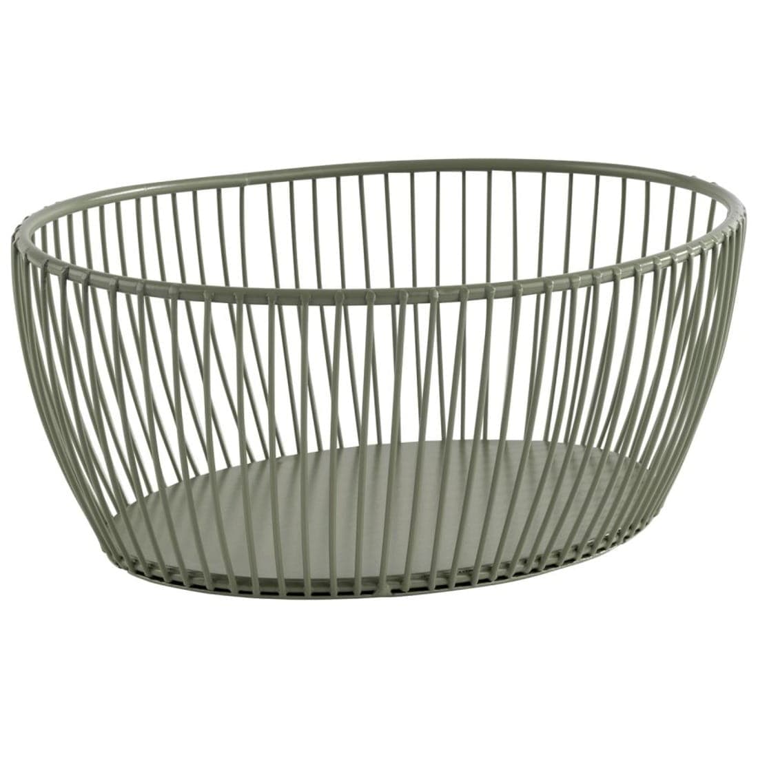 SVART owalny metalowy kosz na pieczywo oliwkowy 20 x 15 x 8 cm