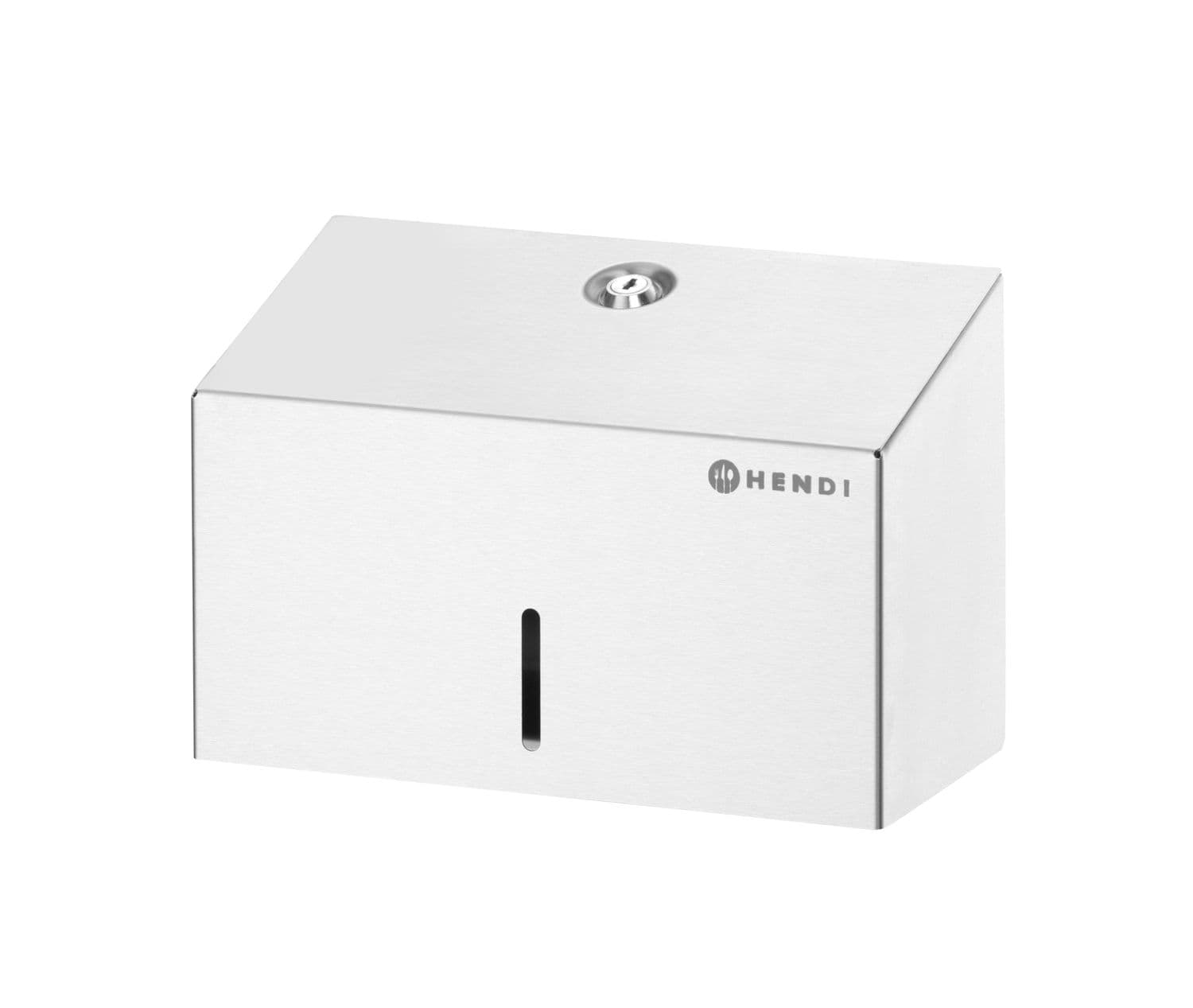 Dozownik ręczników papierowych, zamykany na klucz, HENDI, 250 sztuk, srebrny, 260x120x(H)160mm
