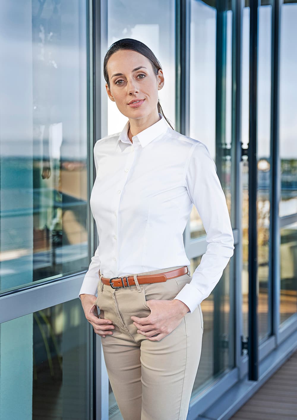  Bluzka z długim rękawem Active-Stretch Slim Karlowsky biała L
