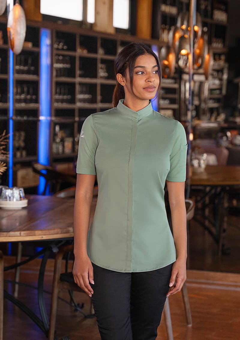 Bluza kucharska damska z krótkim rękawem DIAMOND CUT® Avantgarde DCJF 9/69/44 kolor pastelowa zieleń 