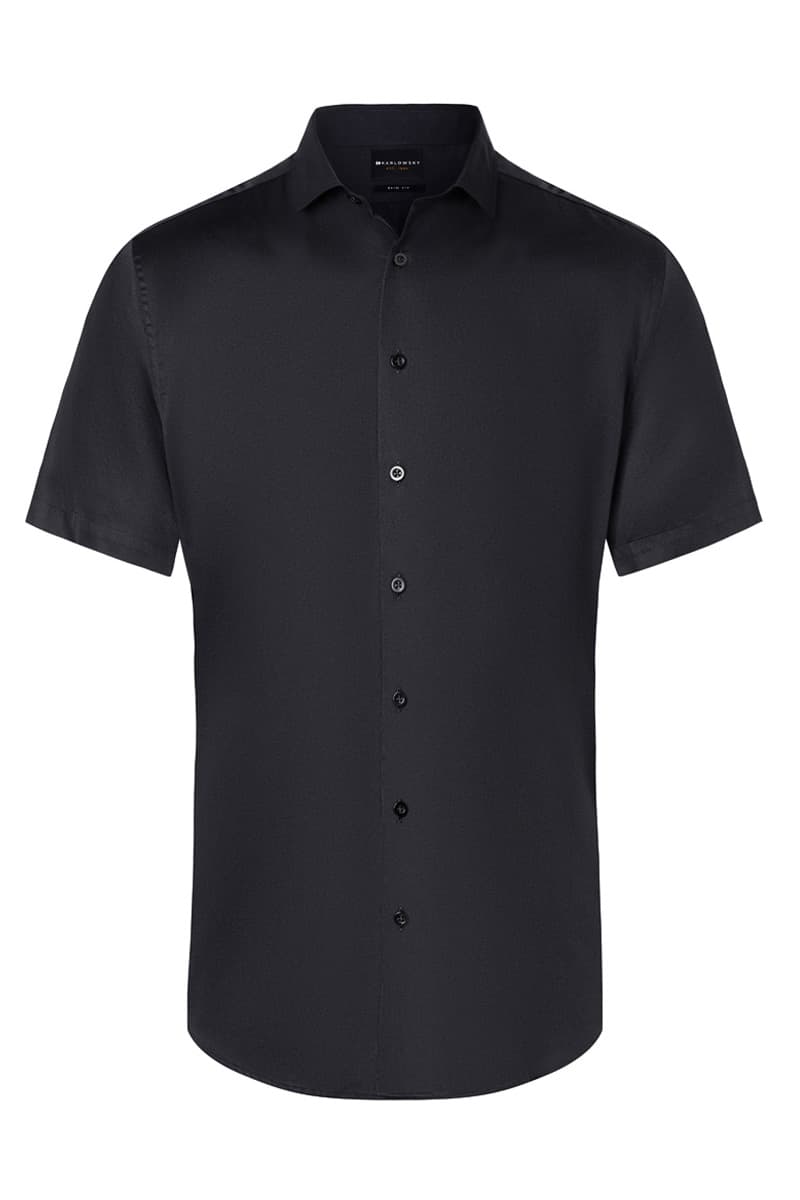  Koszula męska z krótkim rękawem Active-Stretch w kroju Modern-Fit BM 15/1/L kolor czarny 