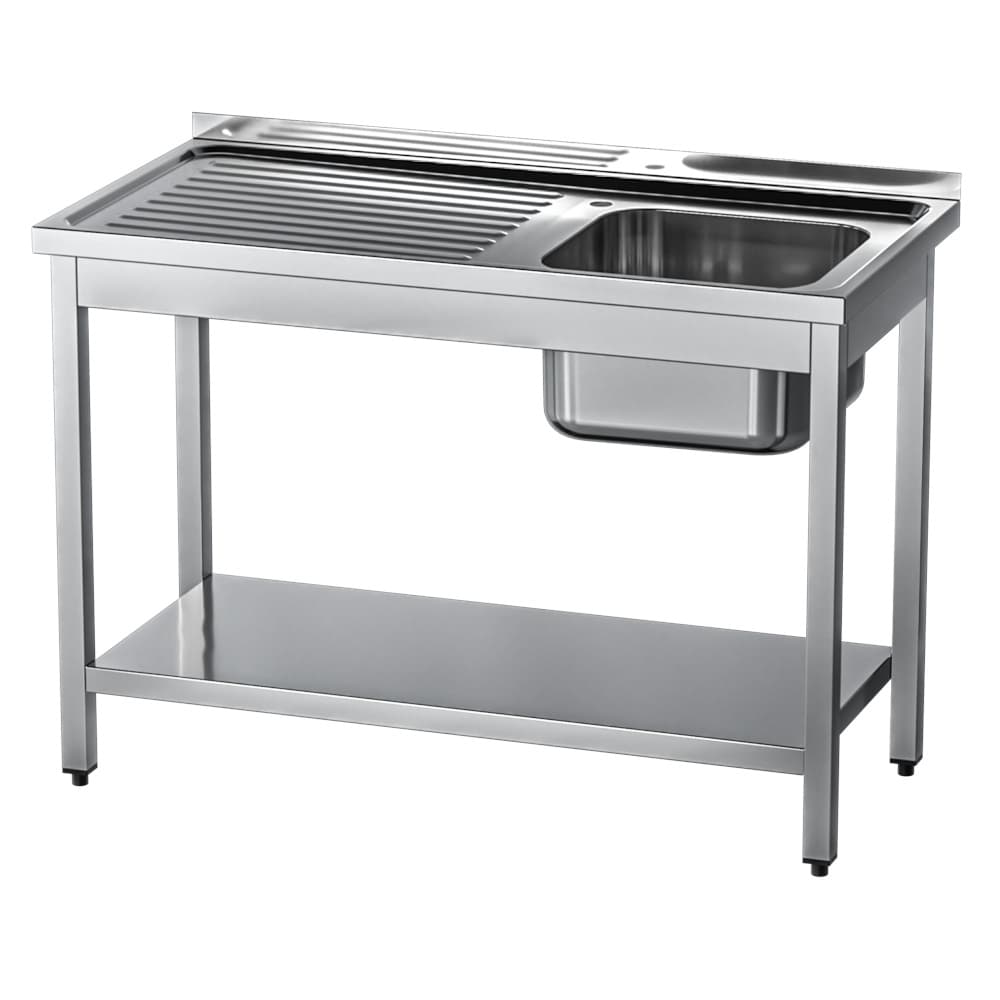 Stół ze zlewem 1 komorowym z półką Gredil 1200x700x850 mm skręcany