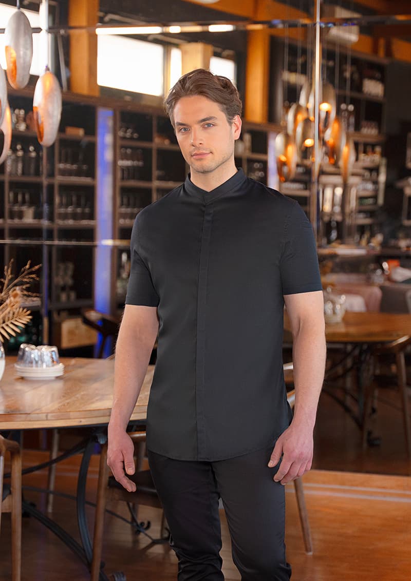 Bluza kucharska męska z krótkim rękawem DIAMOND CUT rozmiar 44 kolor czarny
