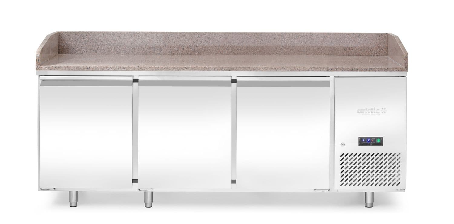 Stół chłodniczy do pizzy 3-drzwiowy z granitowym blatem, Arktic, 375L, granitowy, 230V/400W, 800x2010x(H)875mm