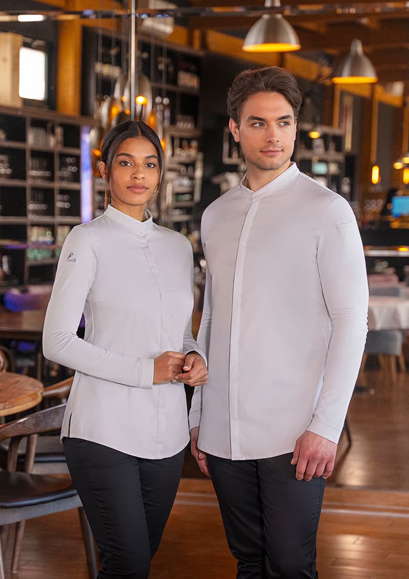 Bluza kucharska damska z długim rękawem DIAMOND CUT® Avantgarde DCJF 8/71/36 kolor srebrnoszary