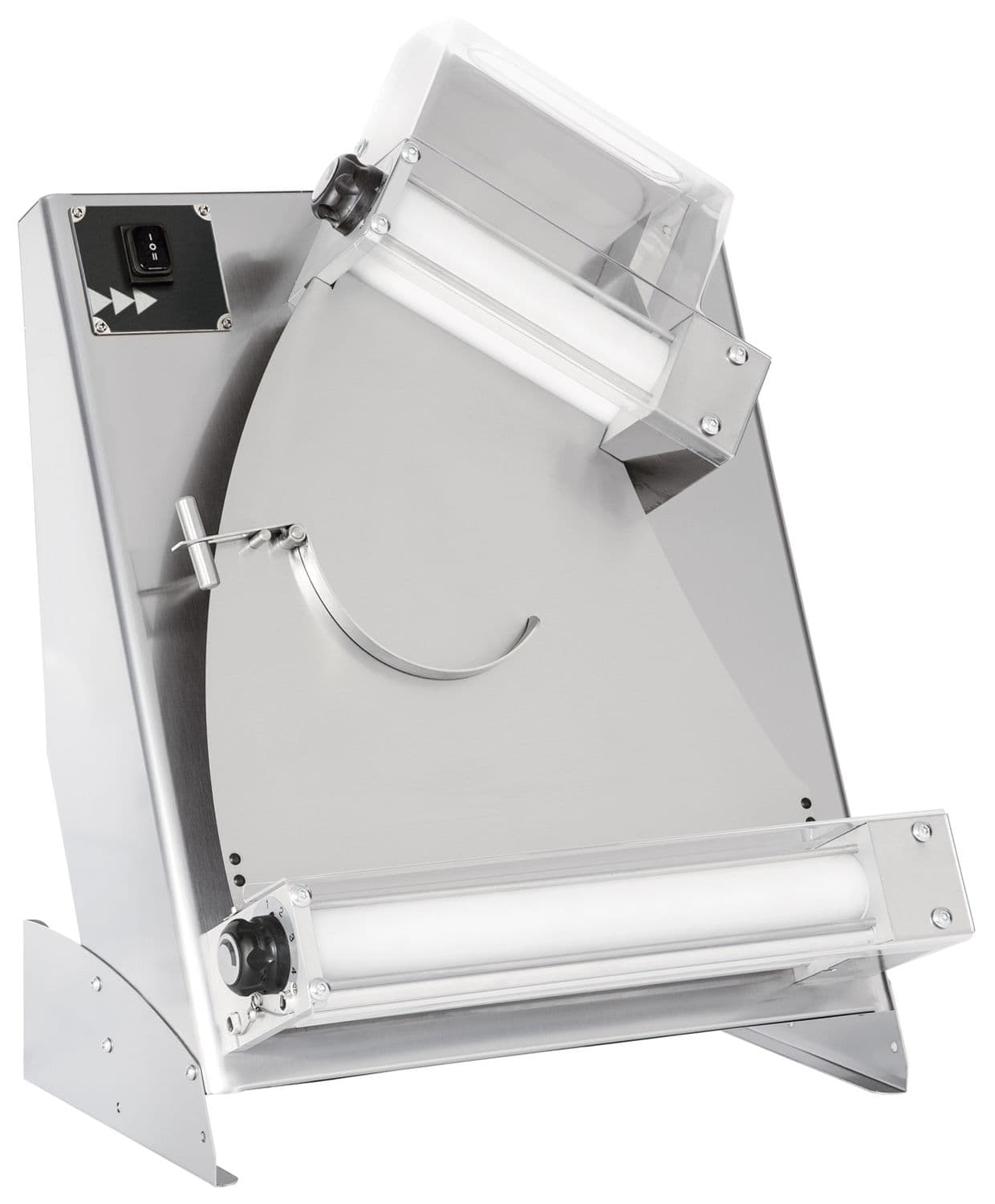 Wałkownica elektryczna do pizzy Prismafood 300 z 2 parami wałków, Prismafood, waga porcji ciasta 0,08 - 0,21 kg, 230V/250W, 475x375x(H)660mm