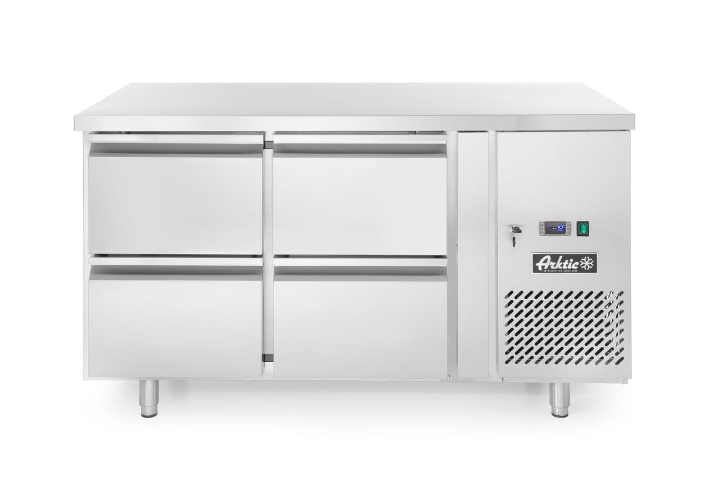 Stół chłodniczy z 4 szufladami i agregatem bocznym, Arktic, Profi Line, Bez tylnego rantu, 90L, 230V/250W, 1360x700x(H)755mm