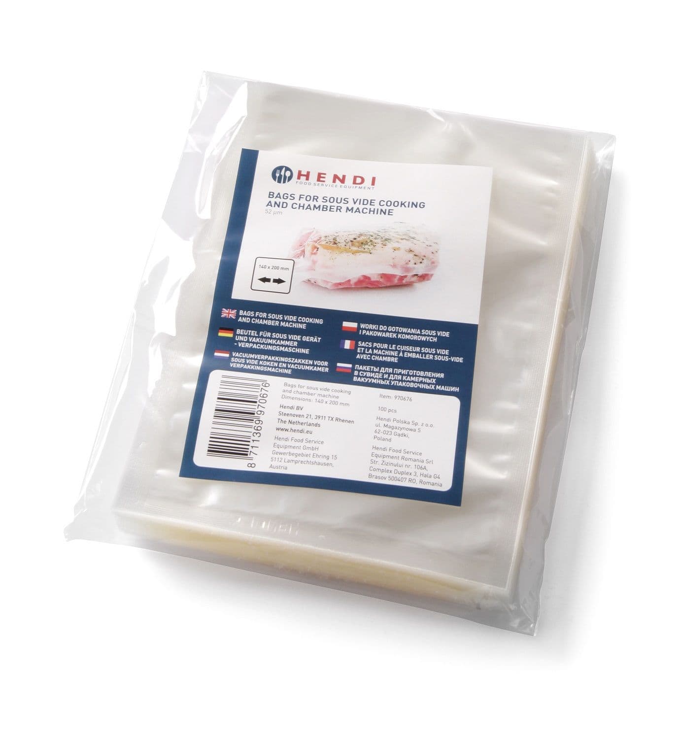 Worki do gotowania sous vide do pakowarek komorowych, HENDI, 100 szt., 250x350mm