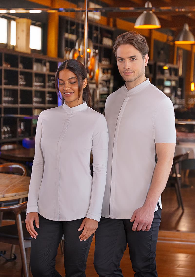 Bluza kucharska damska z krótkim rękawem DIAMOND CUT® Avantgarde DCJF 9/71/36 kolor srebrnoszary