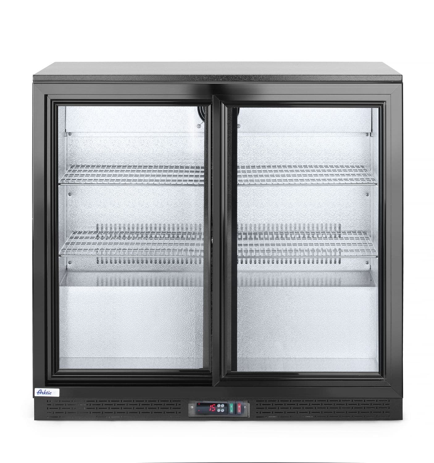 Lodówka barowa z podwójnymi drzwiami suwanymi, Arktic, 158L, czarny, 230V/160W, 520x900x(H)870mm