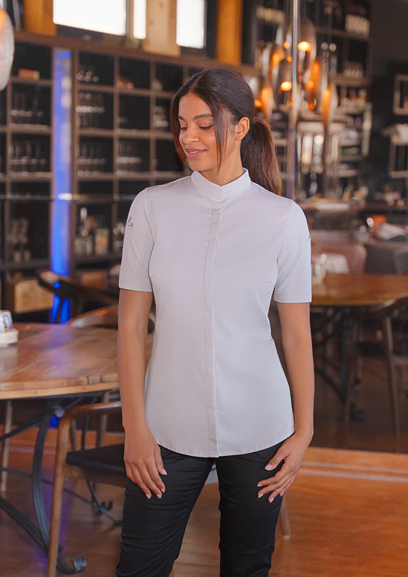 Bluza kucharska damska z krótkim rękawem DIAMOND CUT® Avantgarde DCJF 9/71/34 kolor srebrnoszary