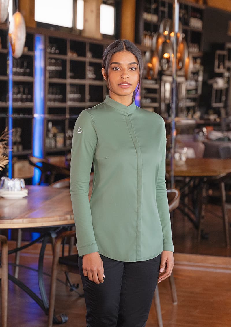 Bluza kucharska damska z długim rękawem DIAMOND CUT® Avantgarde DCJF 8/69/46 kolor pastelowa zieleń