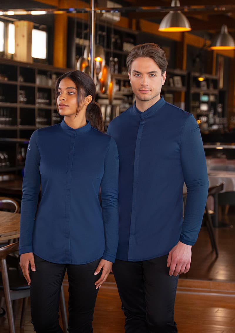 Bluza kucharska damska z długim rękawem DIAMOND CUT® Avantgarde DCJF 8/83/36 kolor stalowoniebieski