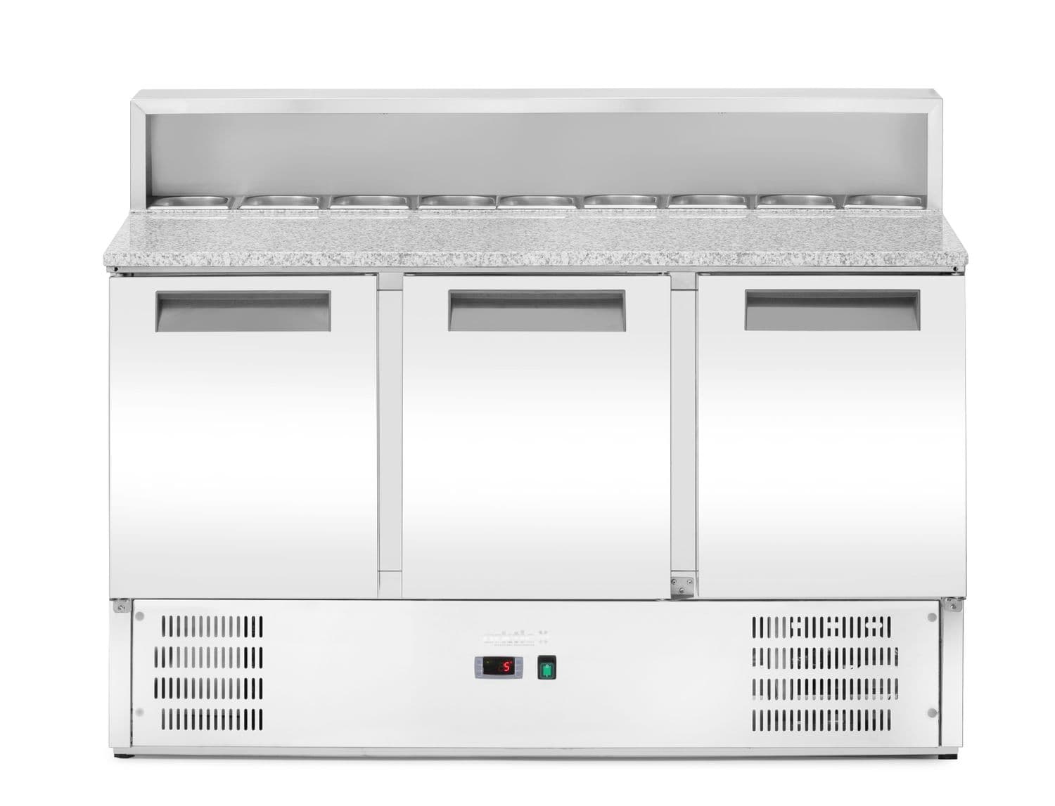 Stół chłodniczy 3-drzwiowy z nadstawą i blatem granitowym, Arktic, 219L, 230V/156W, 700x1365x(H)1070mm