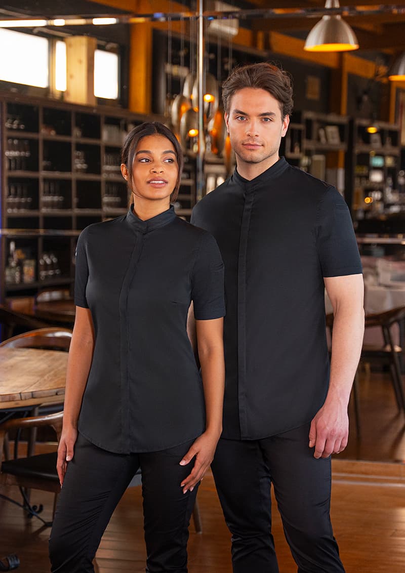 Bluza kucharska męska z krótkim rękawem DIAMOND CUT rozmiar 44 kolor czarny