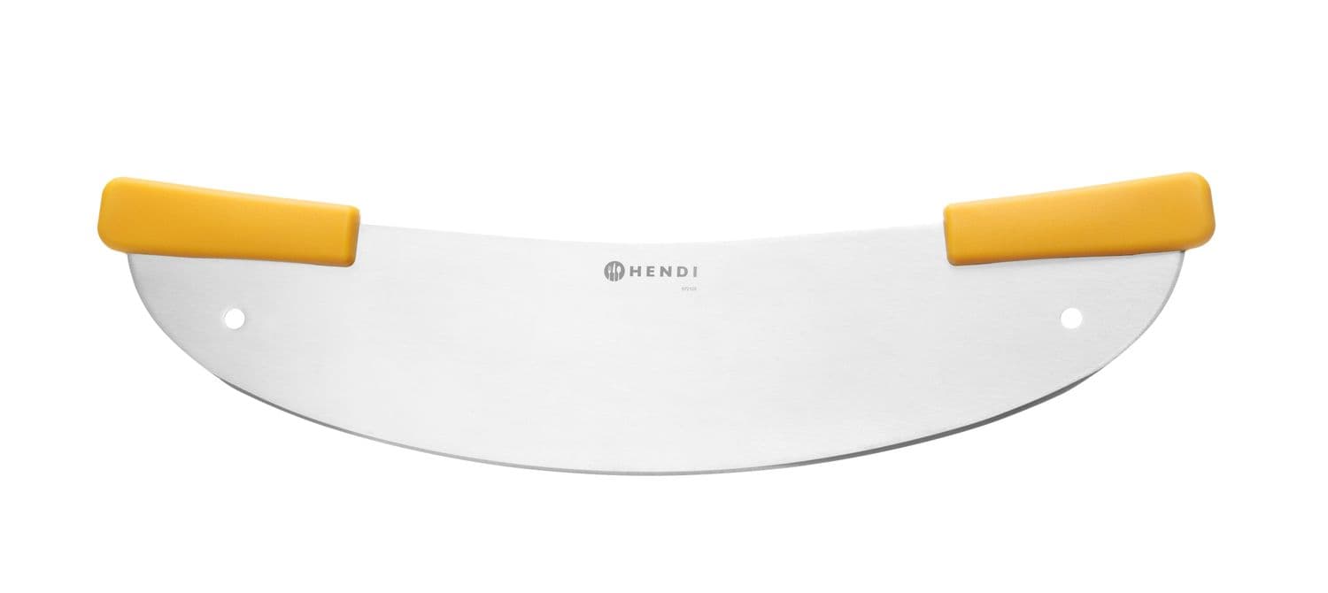 Nóż do pizzy heavy-duty typu rocker, HENDI, srebrny, 533x111mm, Zakrzywiony