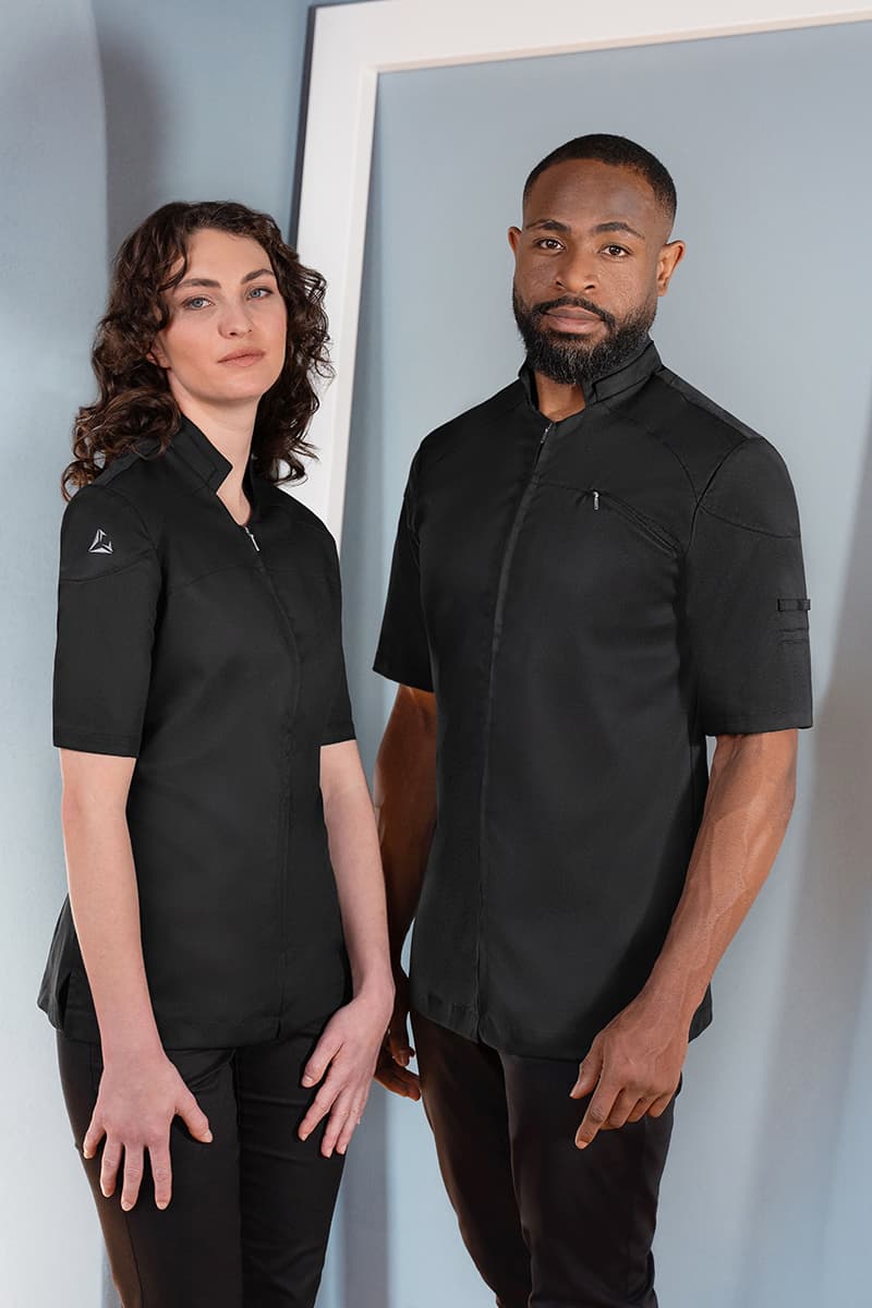 Bluza kucharska damska z krótkim rękawem DIAMOND CUT® Excellence DCJF 11/1/44 kolor czarny