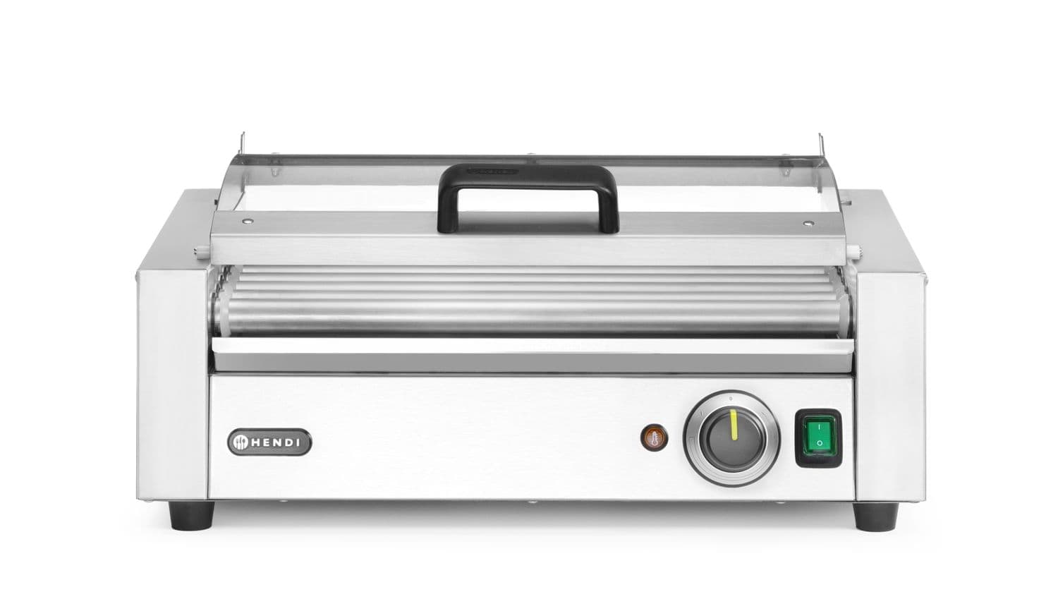 Podgrzewacz rolkowy do parówek jednostrefowy, z energooszczędną pokrywą, HENDI, 9 rolek, 230V/790W, 566x450x(H)259mm