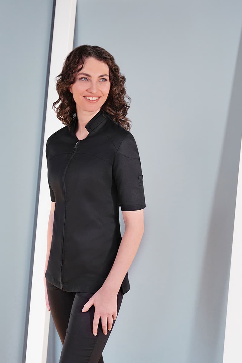 Bluza kucharska damska z krótkim rękawem DIAMOND CUT® Excellence DCJF 11/1/54 kolor czarny