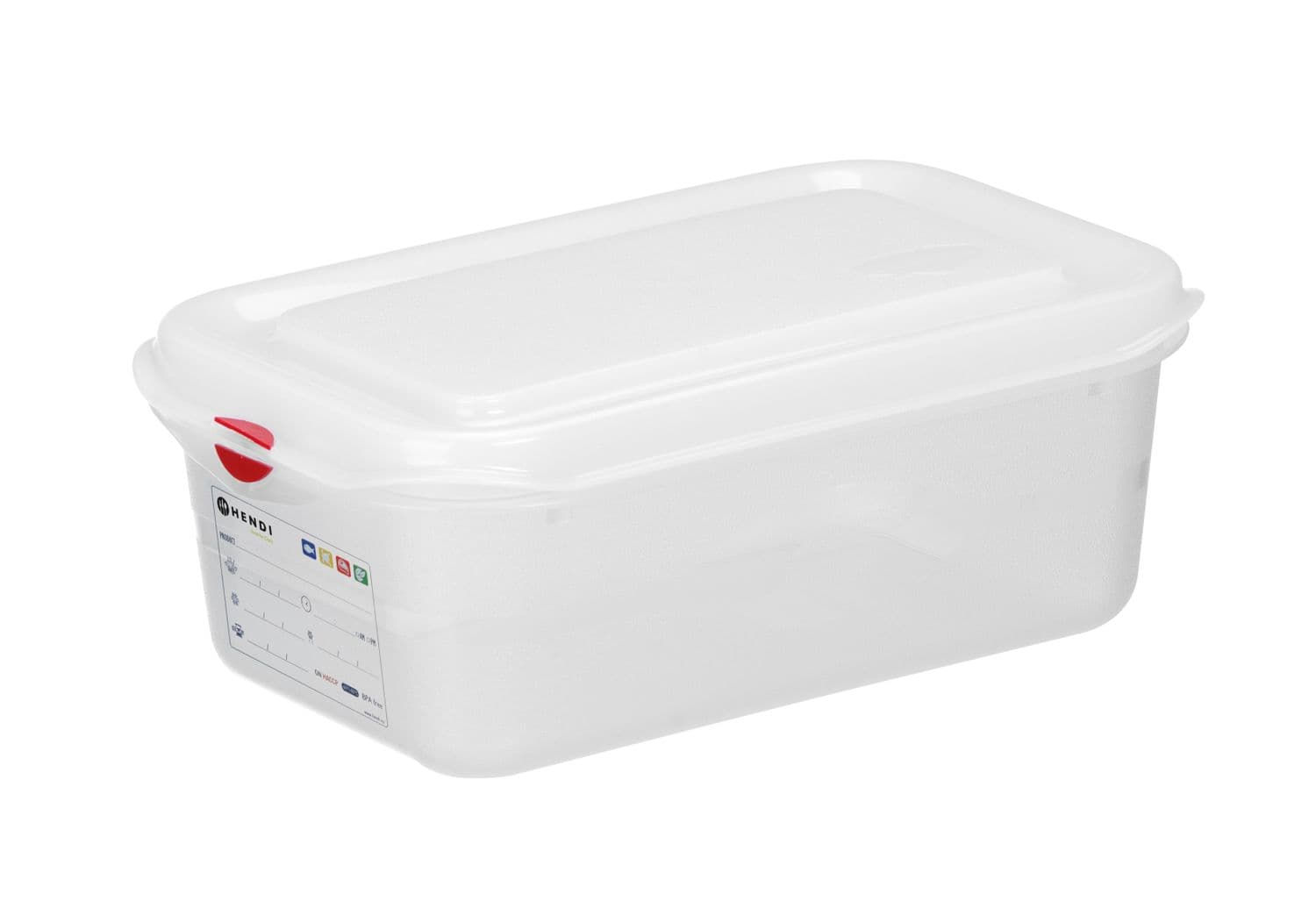 Pojemnik GN 1/4 z polipropylenu, HENDI, GN 1/4, 2,8L, transparentny, 265x162x(H)100mm, Prostokątny