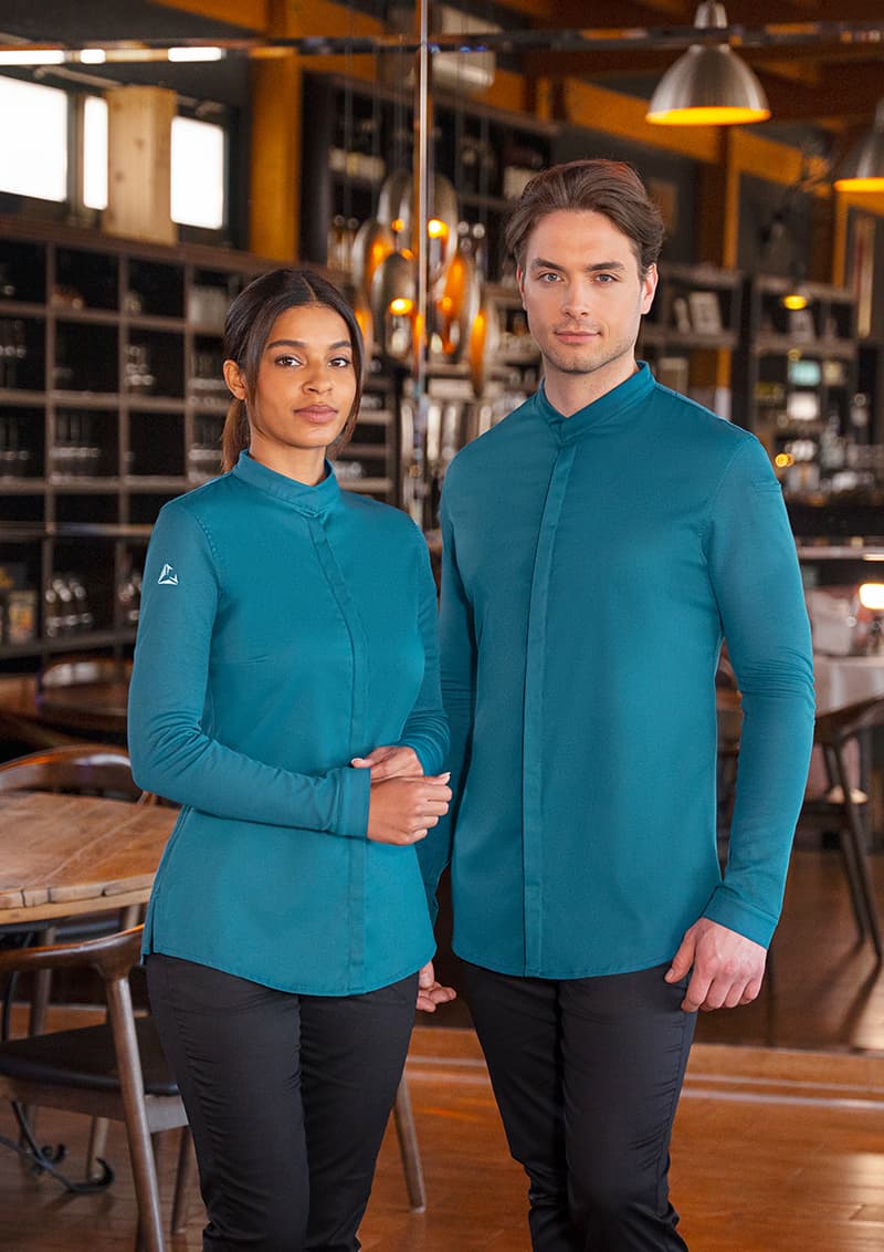Bluza kucharska damska z długim rękawem DIAMOND CUT® Avantgarde DCJF 8/104/44 kolor ciemny petrol