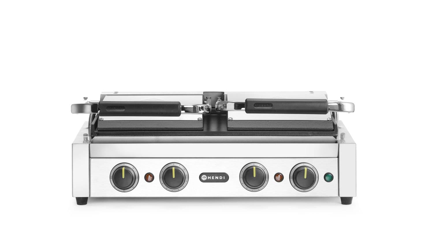 Grill kontaktowy podwójny z timerem, HENDI, srebrny, 220-240V/3600W, 570x375x(H)216mm, Prostokątny