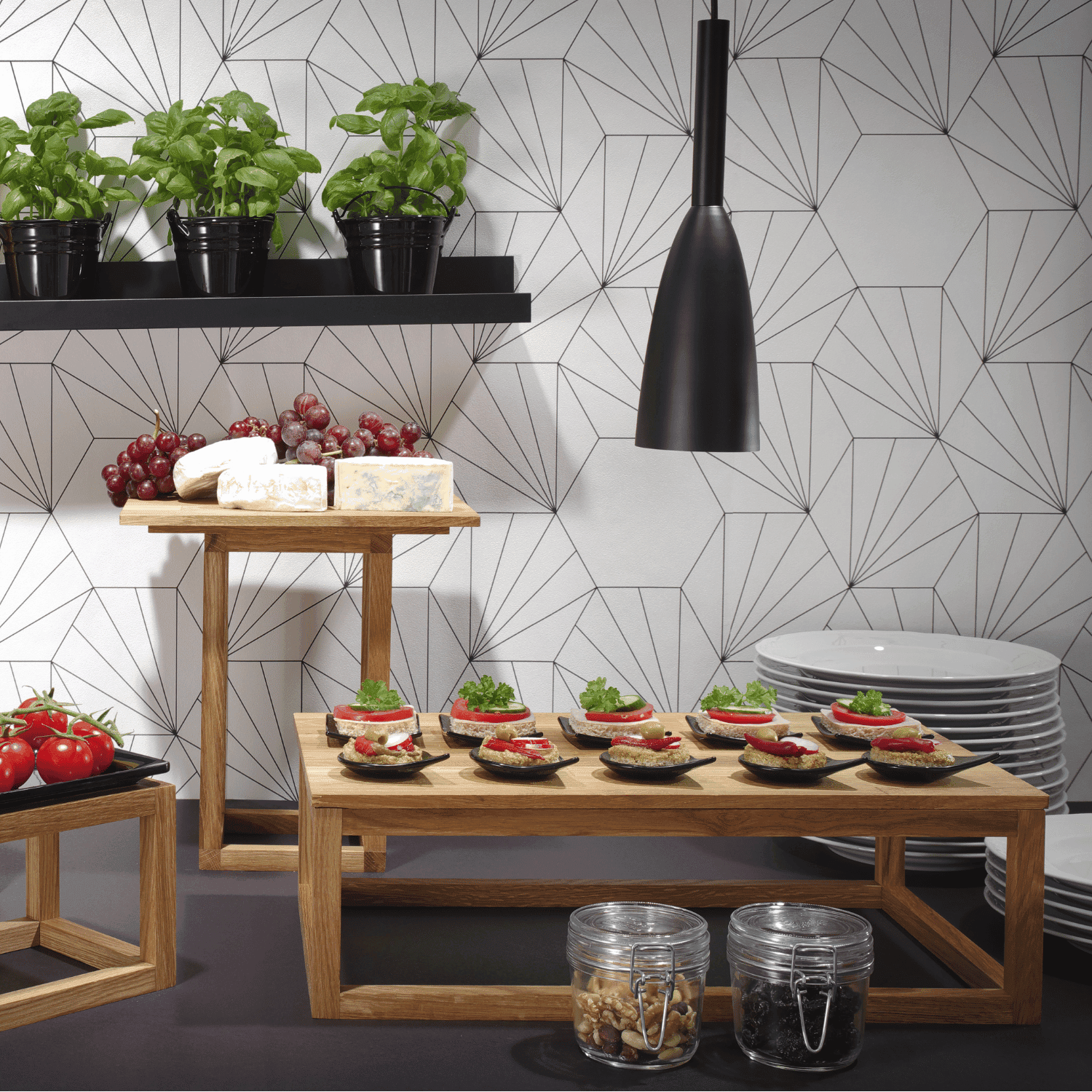 Podstawa bufetowa drewniana pod tace GN 1/3