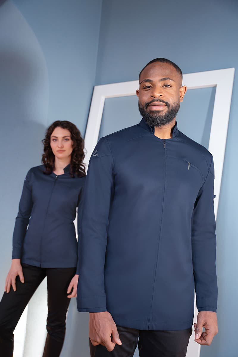 Bluza kucharska damska z długim rękawem DIAMOND CUT® Excellence DCJF 10/83/36 kolor stalowoniebieski