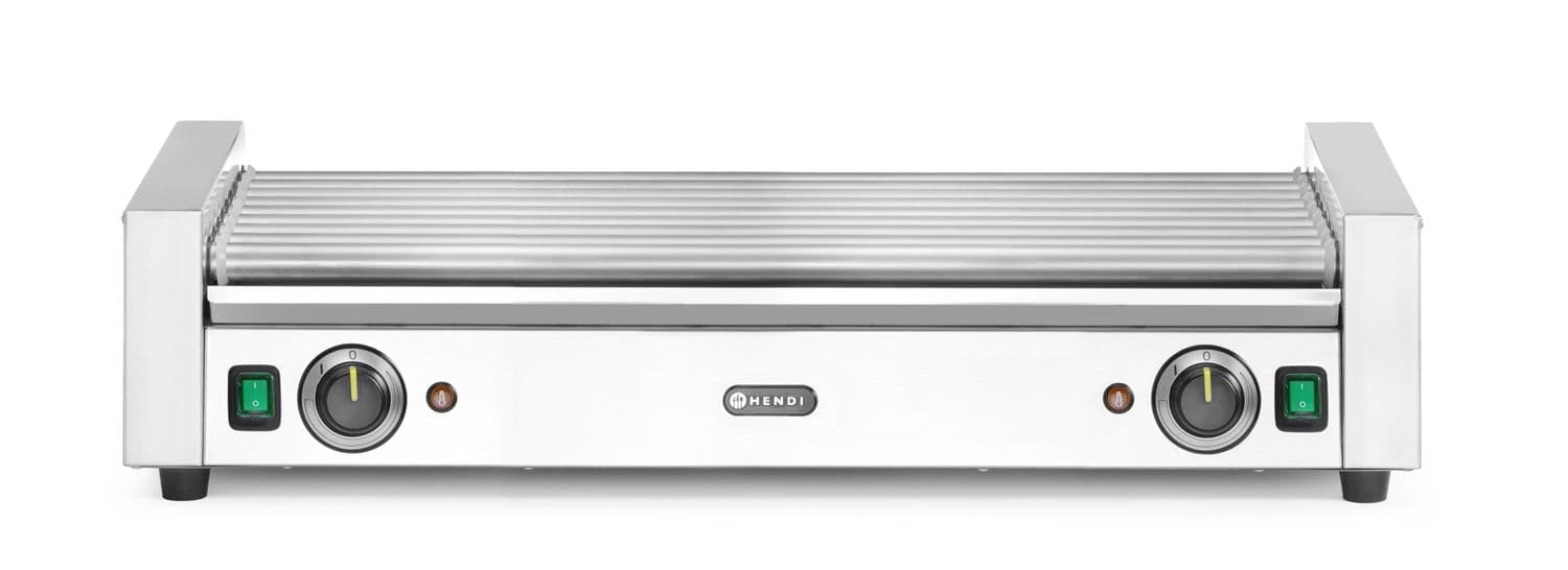 Podgrzewacz rolkowy do parówek XL - dwustrefowy, HENDI, 14 rolek, srebrny, 230V/2000W, 732x590x(H)168mm, Prostokątny