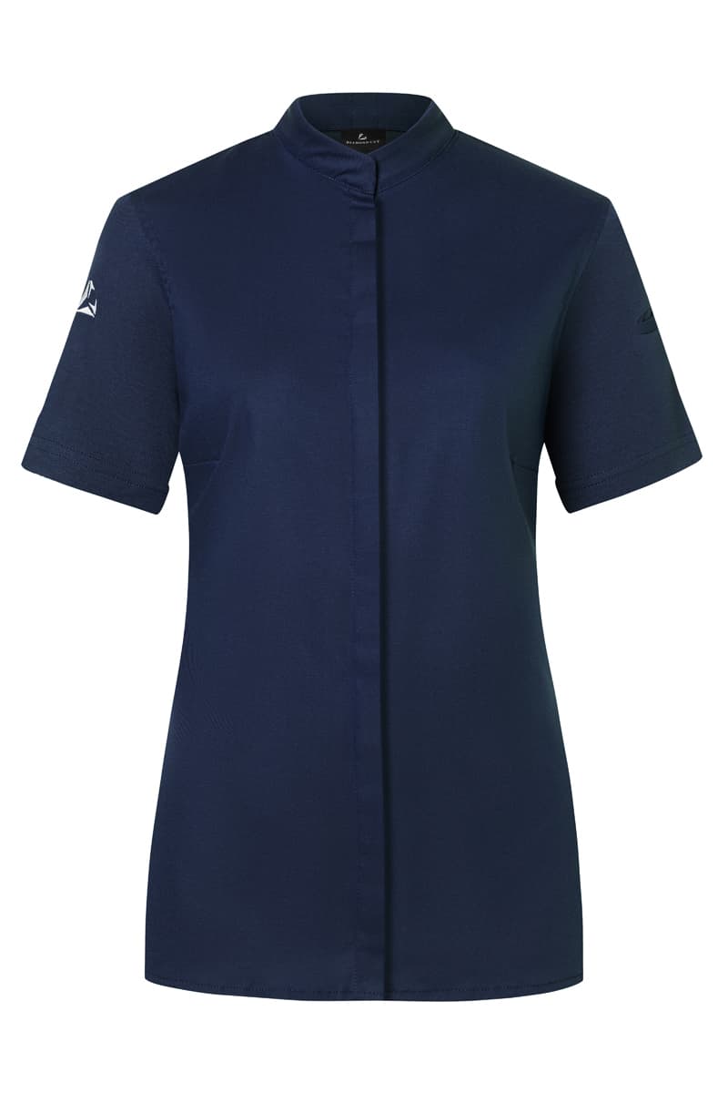 Bluza kucharska damska z krótkim rękawem DIAMOND CUT® Avantgarde DCJF 9/83/48 kolor stalowoniebieski