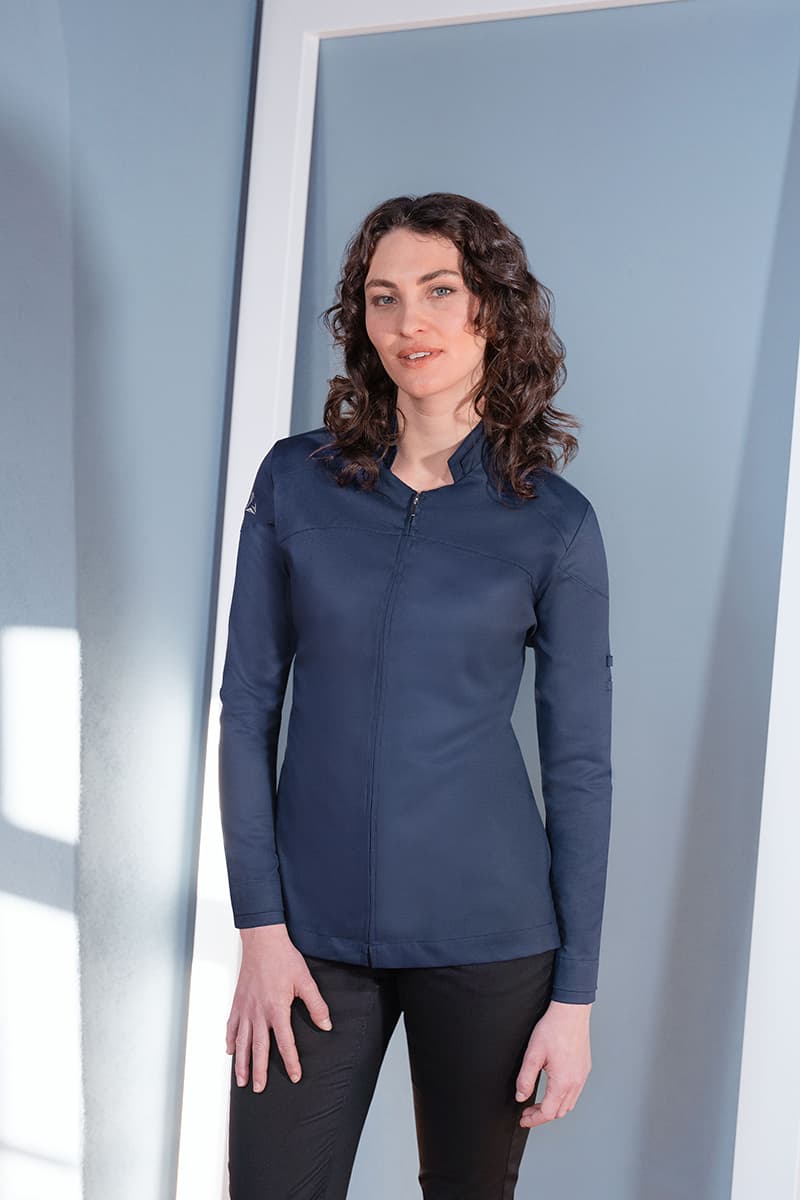 Bluza kucharska damska z długim rękawem DIAMOND CUT® Excellence DCJF 10/83/34 kolor stalowoniebieski