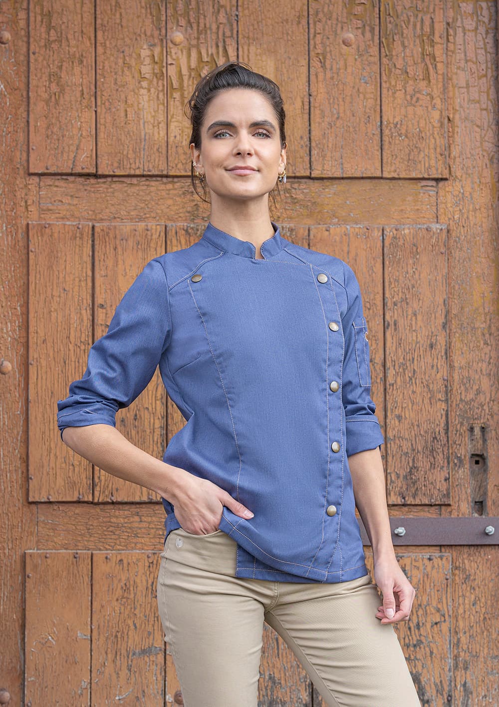 Bluza kucharska damska Jeans-Style JF 20/15/54 kolor vintage niebieski