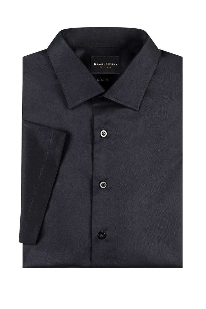 Koszula męska z krótkim rękawem Active-Stretch w kroju Slim-Fit BM 14/1/2XL kolor czarny
