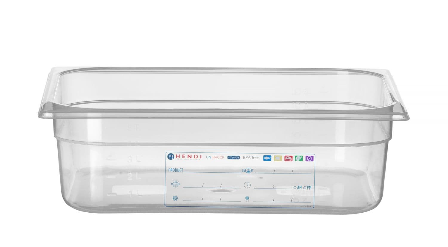 Pojemnik GN 1/2 HACCP, HENDI, GN 1/2, 6,5L, transparentny, 325x265x(H)100mm