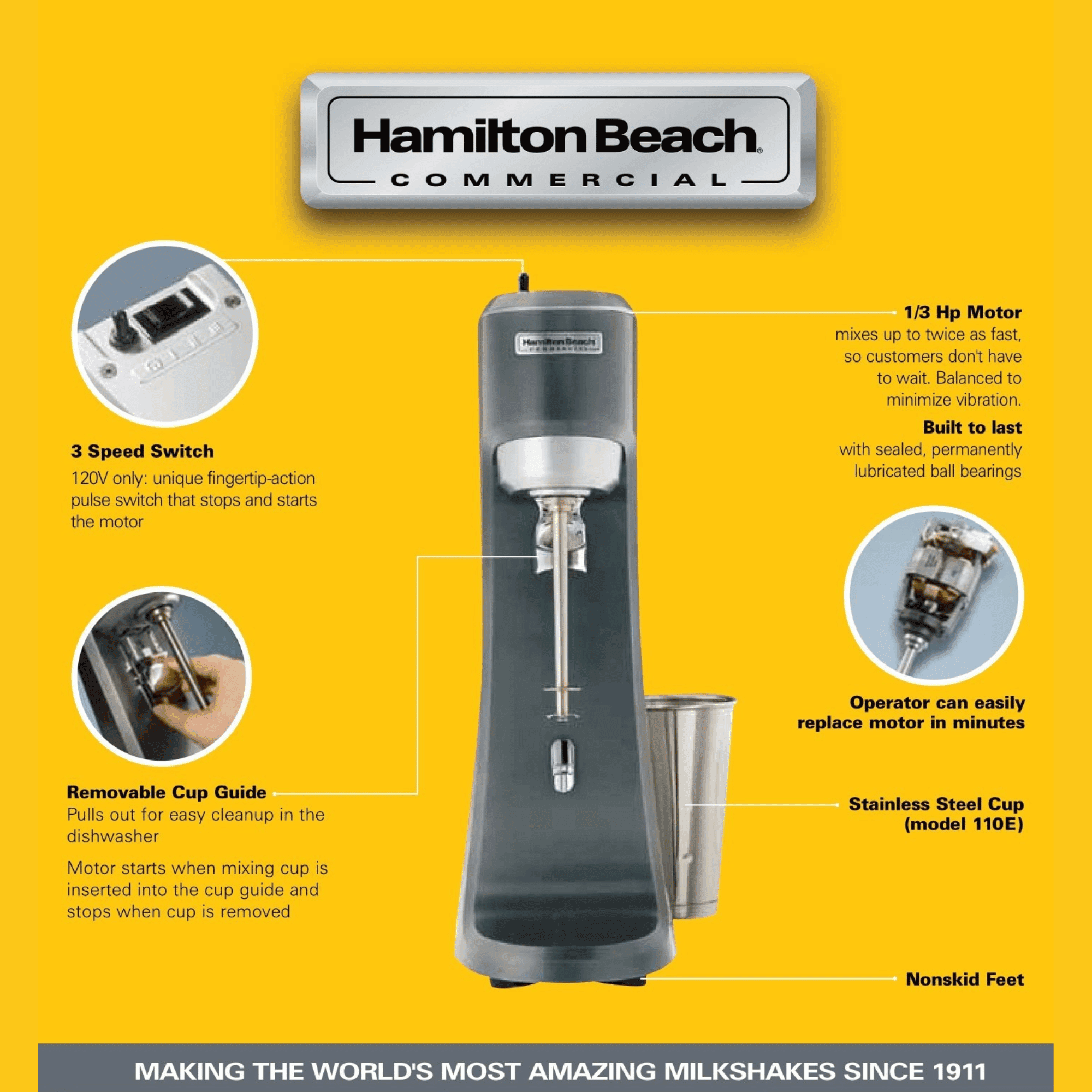 Mikser pojedynczy, koktajler do frappe koktaji i shake mlecznych HMD200R-CE ,Hamilton Beach Commercial