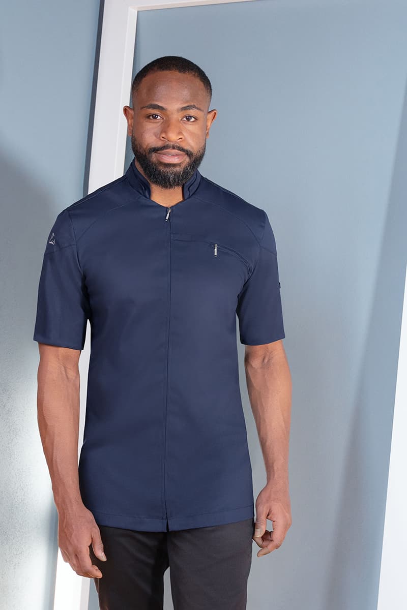 Bluza kucharska z krótkim rękawem DIAMOND CUT Karlowsky męska stalowoniebieska 54