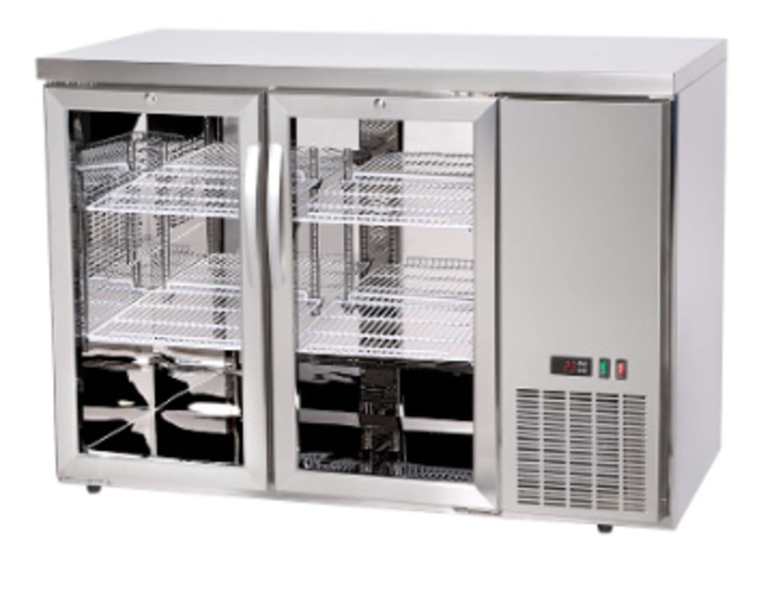 Chłodnicza lada barowa, szklane drzwi, Arktic, 4 półki, 283L, srebrny, 230V/185W, 1217x631x(H)865mm
