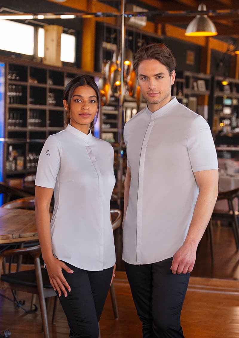 Bluza kucharska damska z krótkim rękawem DIAMOND CUT® Avantgarde DCJF 9/71/48 kolor srebrnoszary