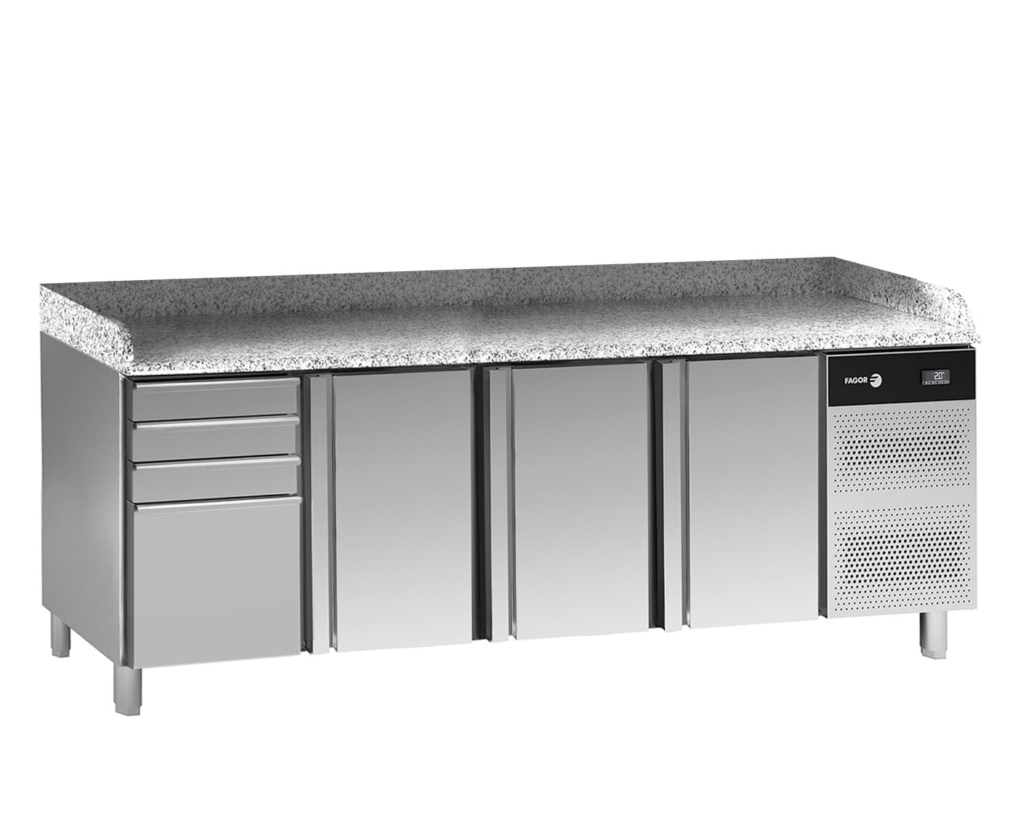 Stół do przygotowywania pizzy/ konfigurowalny 800mm z blatem granitowym CCP-3B GR D4