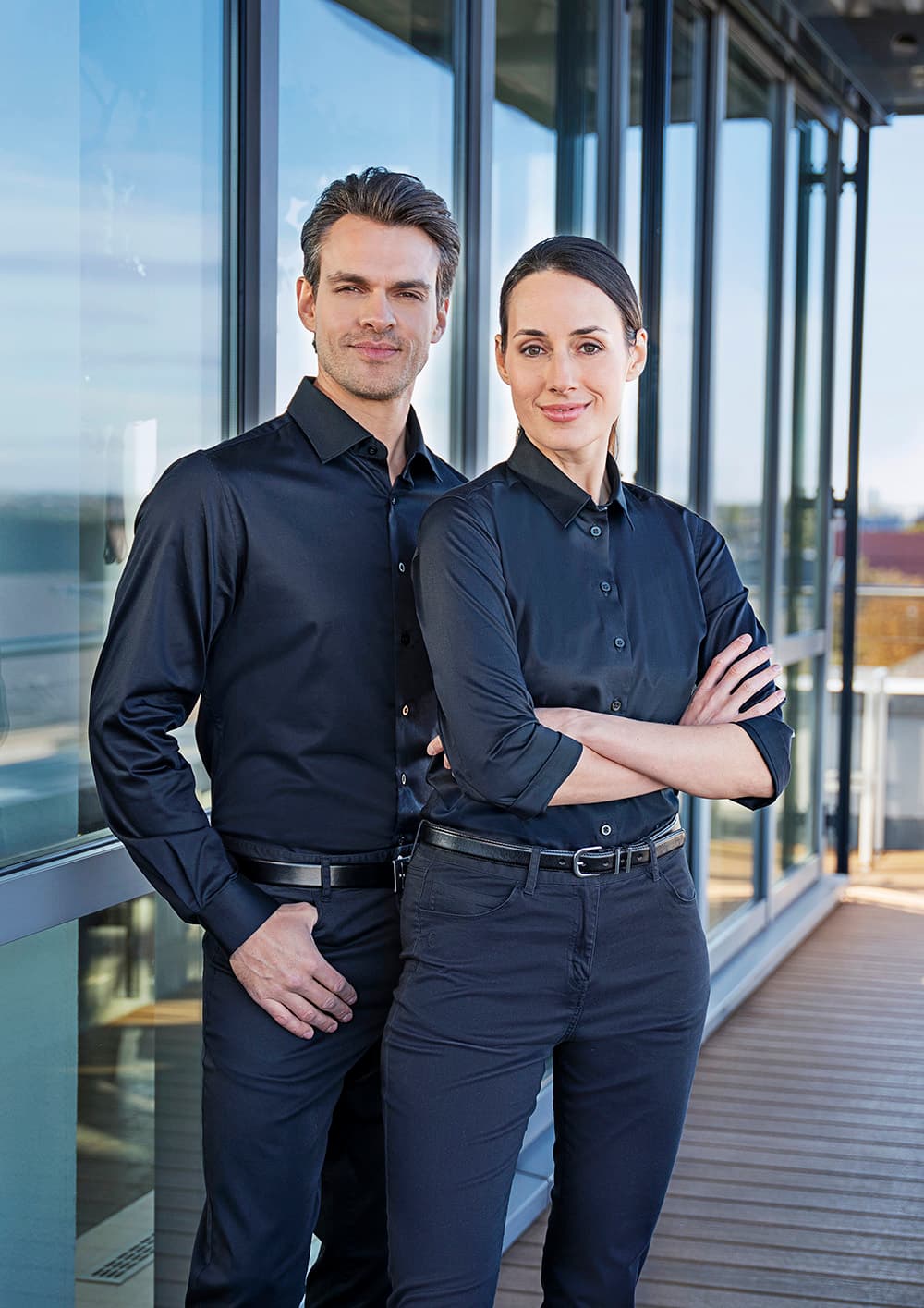 Koszula męska z długim rękawem Active-Stretch w kroju Modern-Fit BM 12/1/S kolor czarny