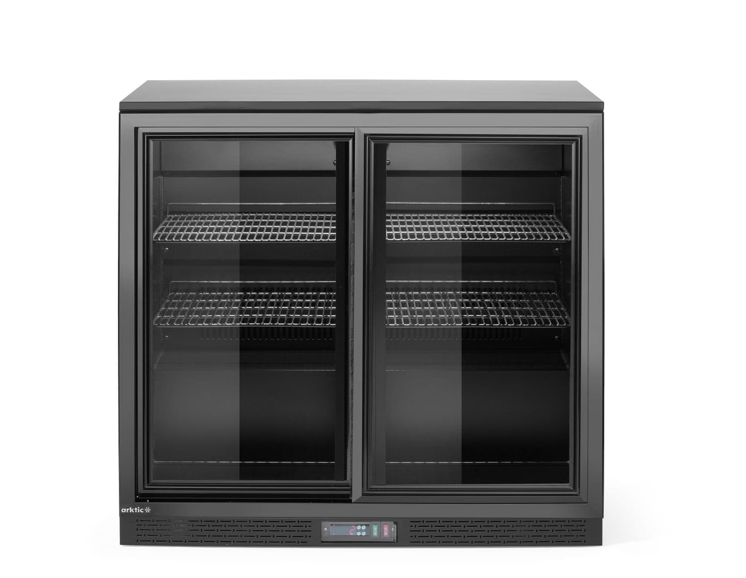 Lodówka barowa z podwójnymi drzwiami suwanymi, Arktic, 158L, czarny, 230V/160W, 520x900x(H)870mm