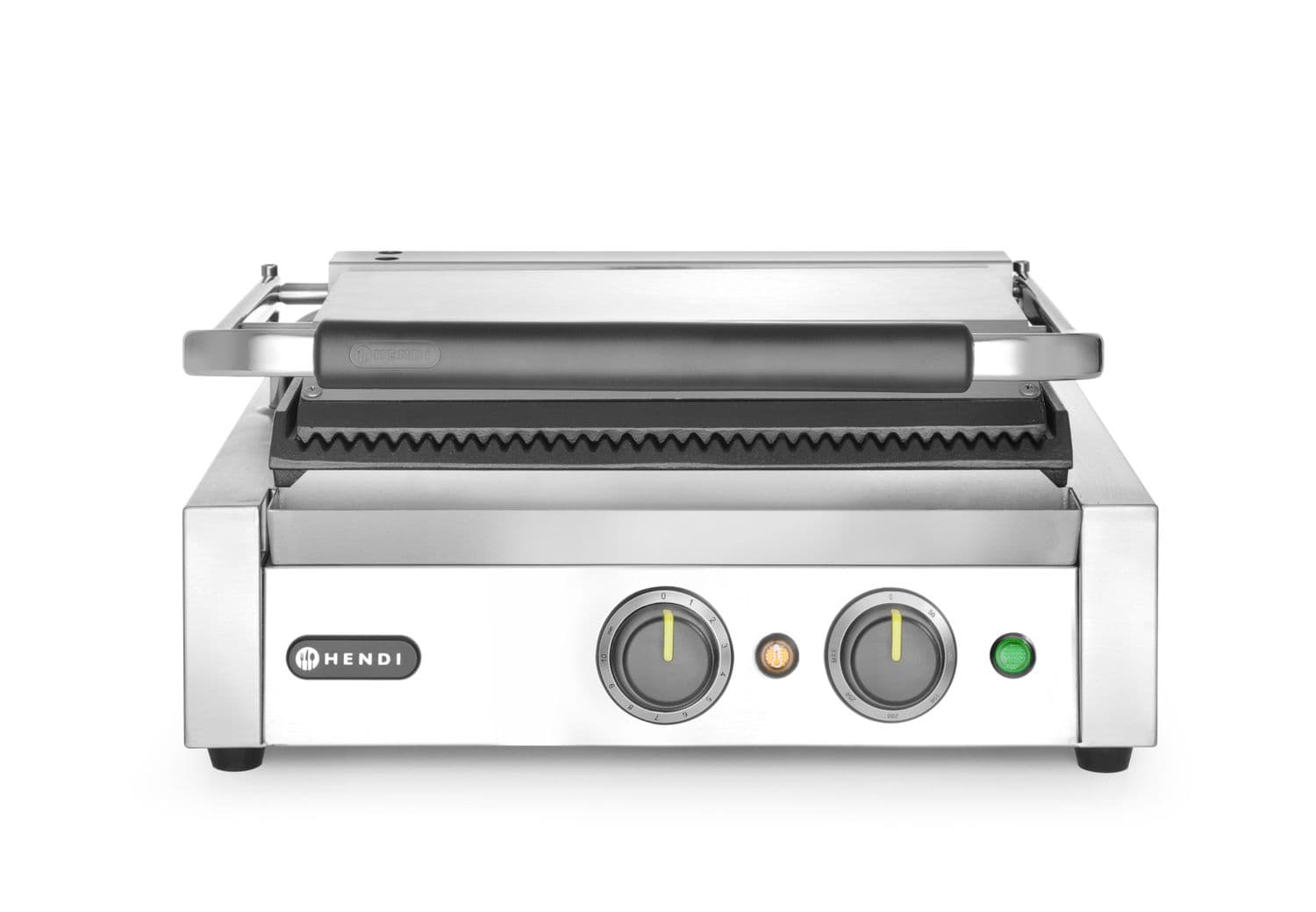 Grill kontaktowy Panini, HENDI, Timer, srebrny, 220-240V/2200W, 430x375x(H)216mm, Prostokątny