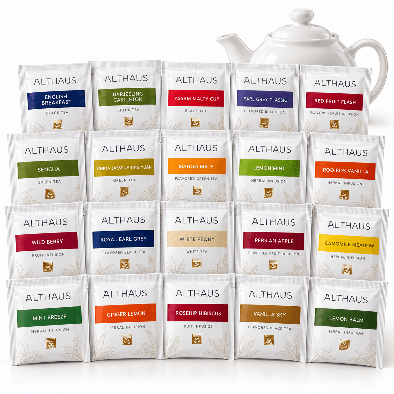 Zestaw Althaus 20 herbat PYRA 300 torebek + dzbanek GRATIS
