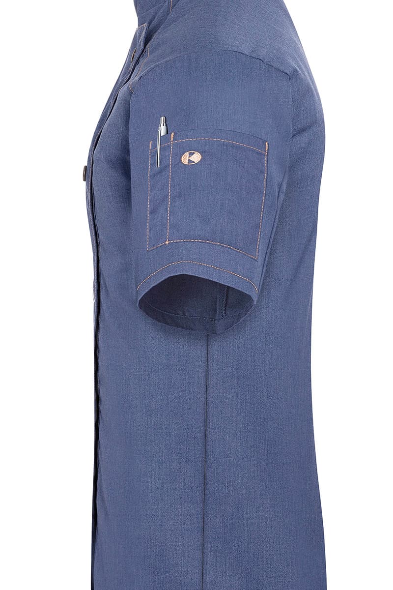 Bluza kucharska damska z krótkim rękawem Jeans-Style JF 21/15/38 kolor vintage niebieski
