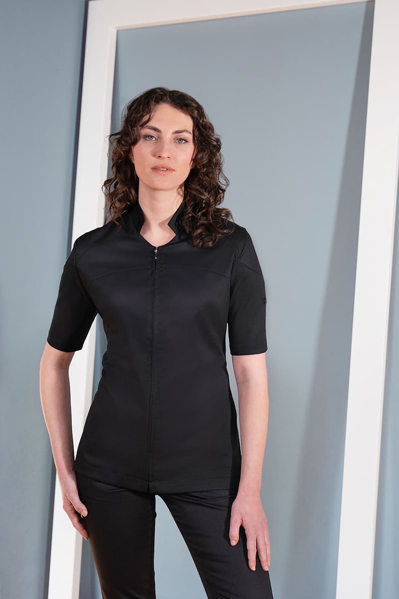 Bluza kucharska damska z krótkim rękawem DIAMOND CUT® Excellence DCJF 11/1/42 kolor czarny